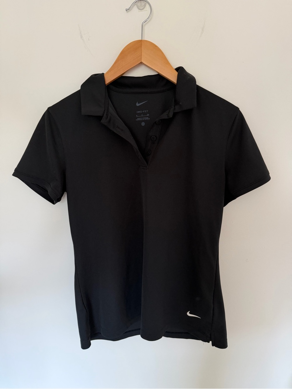 Nike Dri-FIT Women’s Small Black Short Sleeve Golf Polo Shirt Swoosh